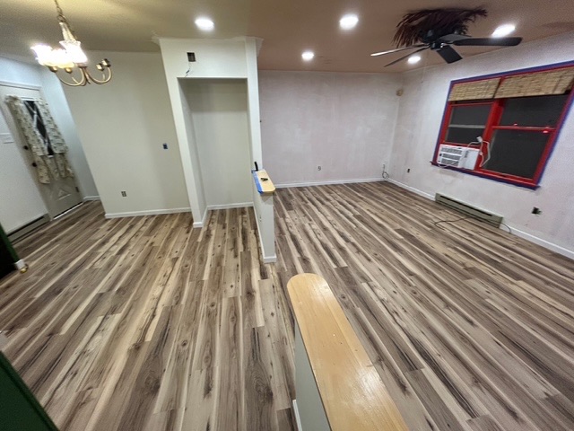 Wood-look plank flooring in an open living space