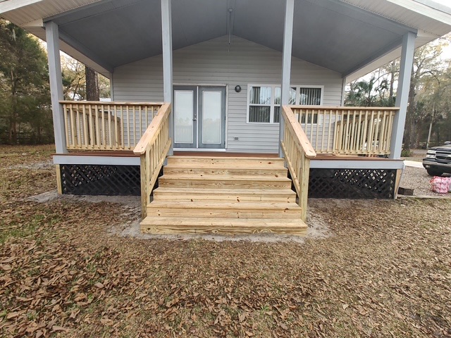New porch steps and railings
